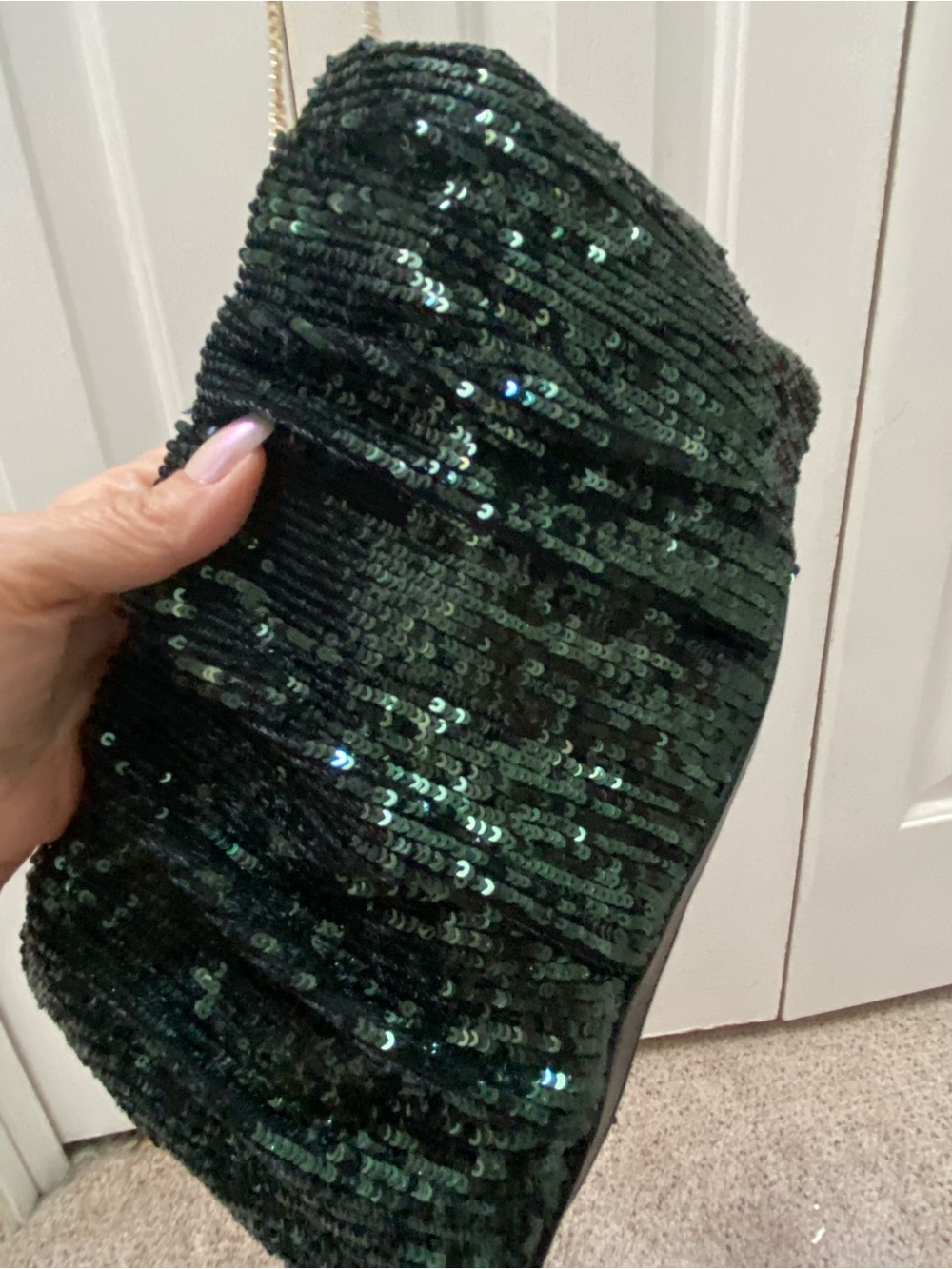 New Express green sequin shoulder bag or handbag clutch